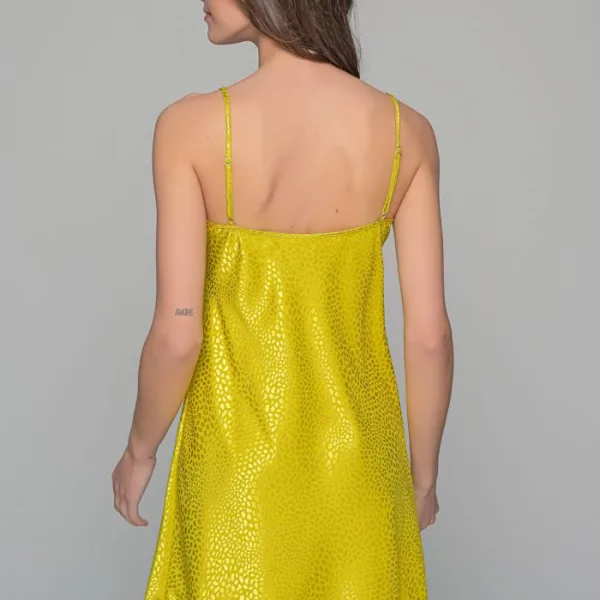 Milena by Paris Γυναικείο σατέν νυχτικό Σετ χακί Ζακάρ & String δώρο Ιδανικό για δώρο 003429 Nightdress 