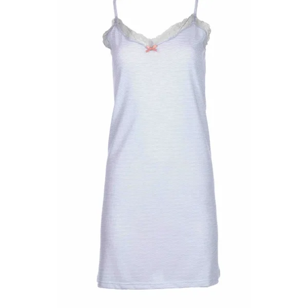 Pink Label Γυναικείο Νυχτικό Δροσερό Καλοκαιρινό με Τιραντάκι Σιέλ S961
