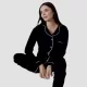 Eliz Γυναικεία Πυτζάμα με κουμπιά ζεστή Ριπ Plus Size Μπλέ Με Κουμπιά και με διακριτικές σατεν ραφές για όμορφη αντίθεση Homewear 8870.9.B