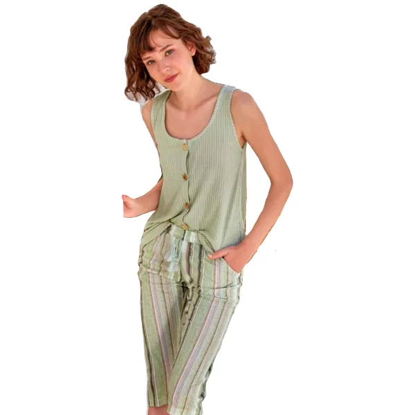 Berrak Γυναικείο Σετ Πιτζάμα Κάπρι Πράσινο 9018