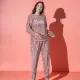 Eliz Γυναικεία Χειμερινή Fleece Πυτζάμα Ροζ Αστεράκια Love 8890.2