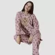 Eliz Γυναικεία Χειμερινή Fleece Πυτζάμα Ροζ με χαριτωμένες βούλες και  φανταστικό σχέδιο Λιονταράκι 8897.3