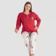 Cagri Γυναικεία Πιτζάμα Viscose Plus Size Πολυτελείας Βισκόζη Κόκκινη με κουμπιά & με ιβουαρ Floral παντελόνι 7282 Cagri Γυναικεία Πιτζάμα Viscose Plus Size Πολυτελείας Βισκόζη Κόκκινη με κουμπιά & με ιβουαρ Floral παντελόνι 7282