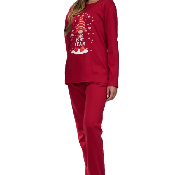 Secret Point Γυναικεία Χριστουγεννιάτικη Βαμβακερή Πιτζάμα Νάνος Κόκκινο 222-108