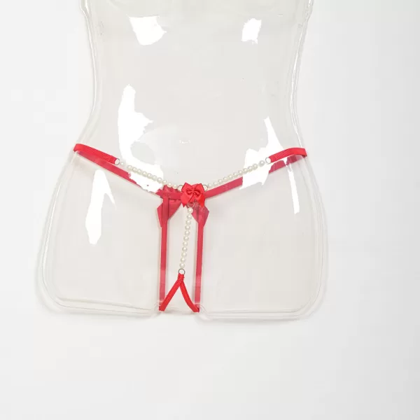 Milena by Paris Γυναικείο G-String με πέρλες Κόκκινο 006838 Plus Sizes
