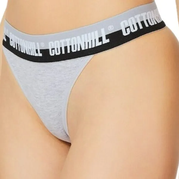 Cottonhill Γυναικείο Βαμβακερό Στρίνγκ String με Φαρδύ λάστιχο Γκρί CH0902