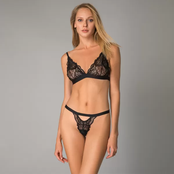 Milena by Paris Bralette Lace Σουτιέν Δαντελωτό Μαύρο 010174