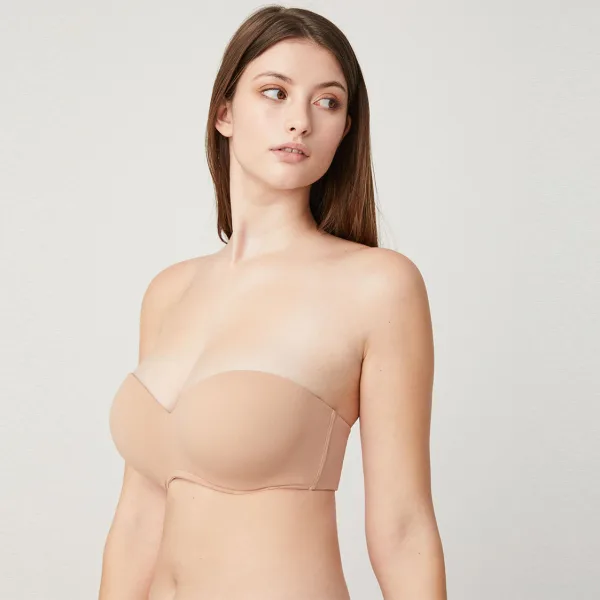Ysabel Mora Στράπλες Σουτιέν Push up Basic με αφαιρούμενες τιράντες Μπεζ 10017