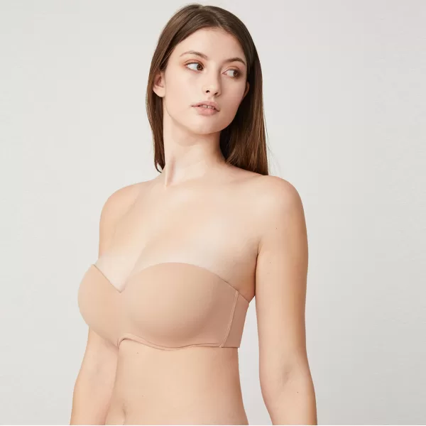 Ysabel Mora Στράπλες Σουτιέν Push up Basic με αφαιρούμενες τιράντες Μπεζ 10017