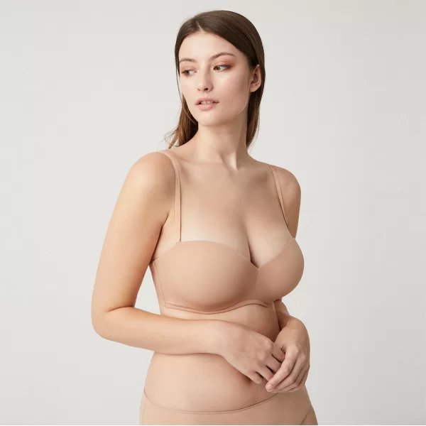 Ysabel Mora Στράπλες Σουτιέν Push up Basic με αφαιρούμενες τιράντες Μπεζ 10017