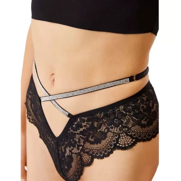 Cottonhill Γυναικείο Sexy eσώρουχο με Brazil κόψιμο πίσω όλο δαντέλα και γύρω στρας - διαμαντάκια Μαύρο CH6089 Cottonhill Γυναικείο Sexy eσώρουχο με Brazil κόψιμο πίσω όλο δαντέλα και γύρω στρας - διαμαντάκια Μαύρο CH6089