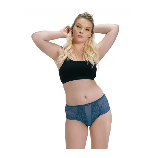 Cottonhill Γυναικείο Sexy έσωρουχο Plus Size όλο δαντέλα Μπλέ Πετρόλ CH4461 Καλύπτει απο XL εως 2XL