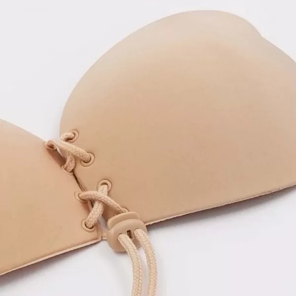 Secret Weapons Lace-Up Bra Σουτιέν-Αυτοκόλλητο Push-Up Μπέζ 