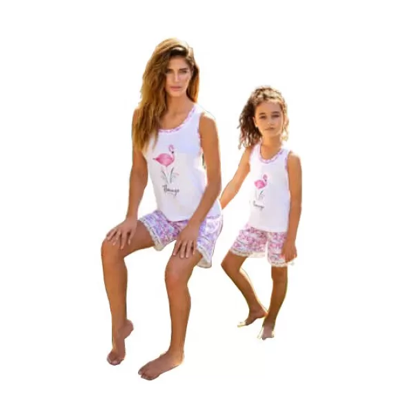 Berrak Παιδική Καλοκαιρινή Πυτζάμα Με Σορτς Σχέδιο Flamingo Εμπριμέ 933