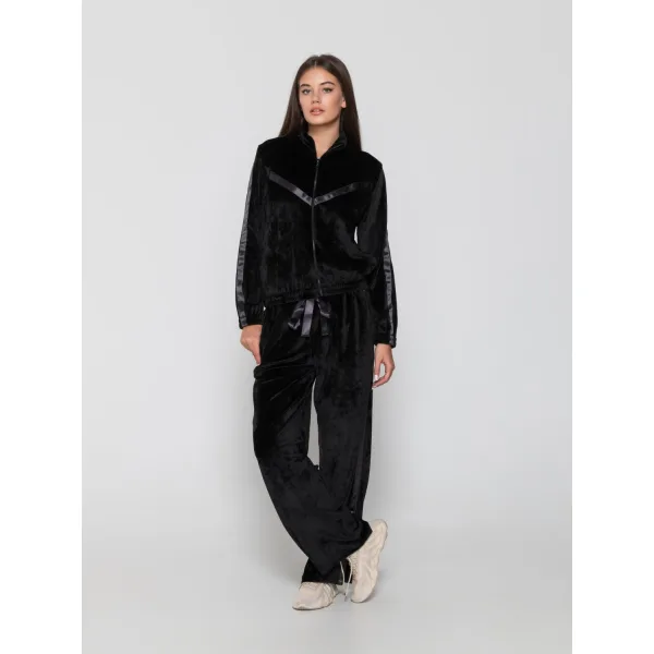 Luna Devoted Σετ Φούτερ Με Φερμουάρ Και Φαρδύ Παντελόνι - Μαυρο