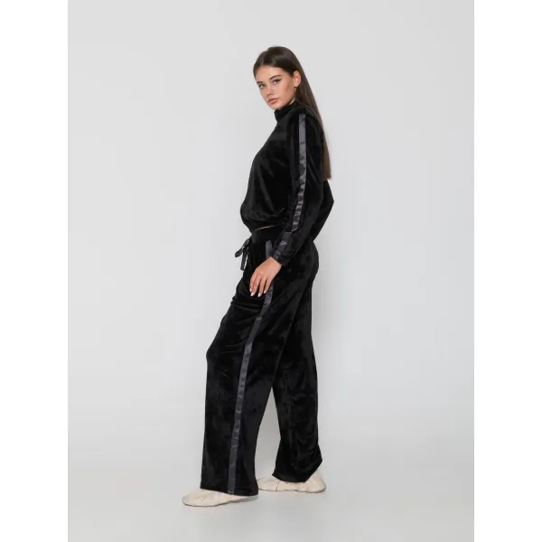 Luna Devoted Σετ Φούτερ Με Φερμουάρ Και Φαρδύ Παντελόνι - Μαυρο