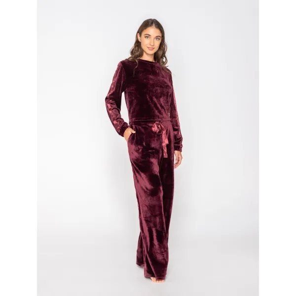 Luna Devoted Σετ Φούτερ Με Φαρδύ Παντελόνι - Μελιτζανι