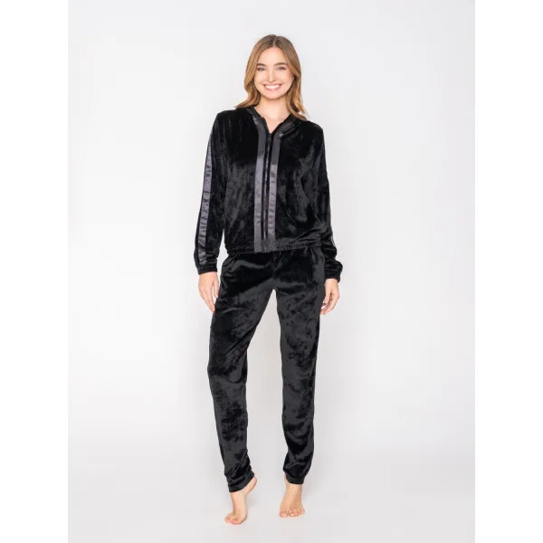 Luna Devoted Σετ Φούτερ Με Κουκούλα Και Στενό Παντελόνι - Μαυρο