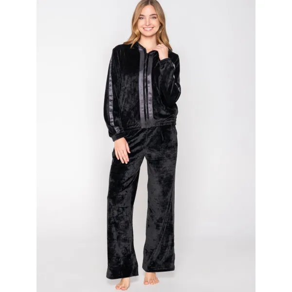 Luna Devoted Σετ Φούτερ Με Κουκούλα Και Φαρδύ Παντελόνι - Μαυρο