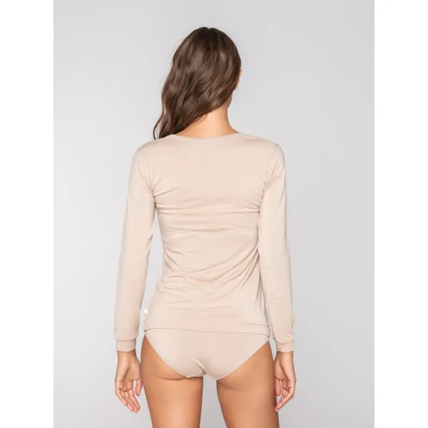 Luna Micro Touch Comfort T-Shirt Με Μακρύ Μανίκι - Μπεζ