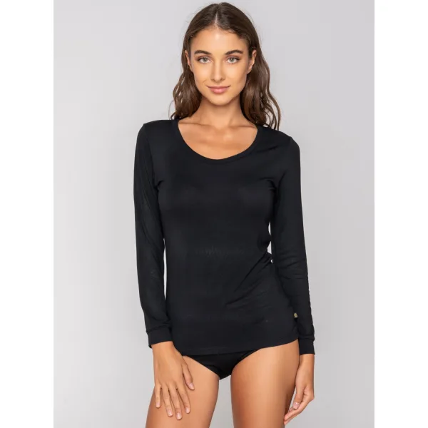 Luna Micro Touch Comfort T-Shirt Με Μακρύ Μανίκι - Μαυρο