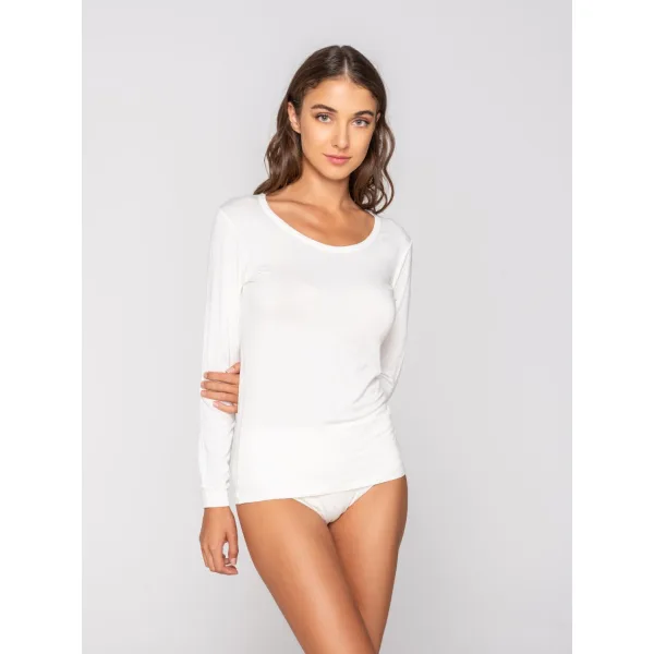 Luna Micro Touch Comfort T-Shirt Με Μακρύ Μανίκι - Ιβουαρ