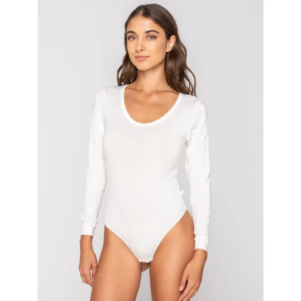 Luna Micro Touch Comfort Κορμάκι String Με Μακρύ Μανίκι - Ιβουαρ