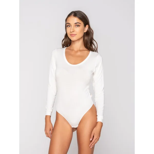 Luna Micro Touch Comfort Κορμάκι String Με Μακρύ Μανίκι - Ιβουαρ