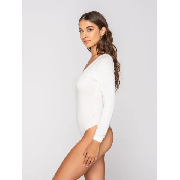 Luna Micro Touch Comfort Κορμάκι String Με Μακρύ Μανίκι - Ιβουαρ