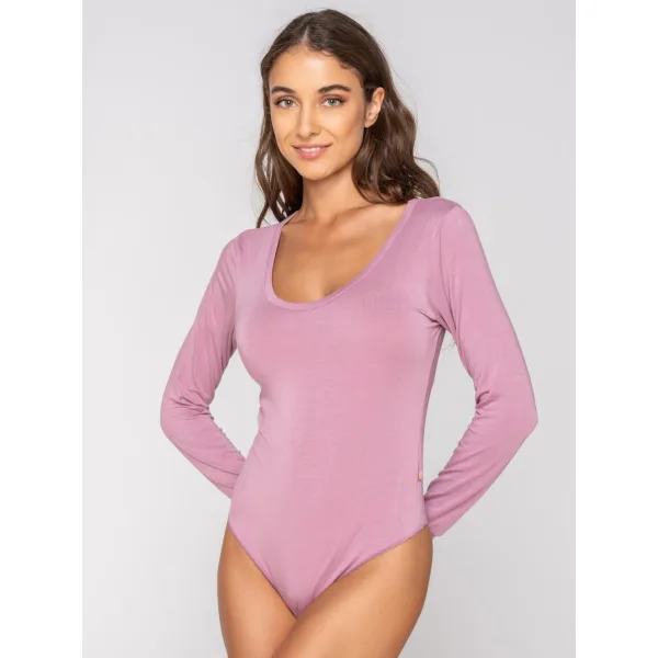 Luna Micro Touch Comfort Κορμάκι String Με Μακρύ Μανίκι - Ροζ
