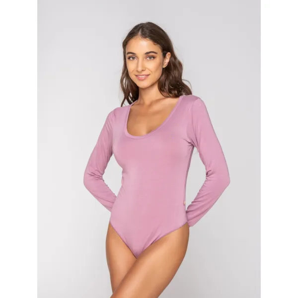 Luna Micro Touch Comfort Κορμάκι String Με Μακρύ Μανίκι - Ροζ