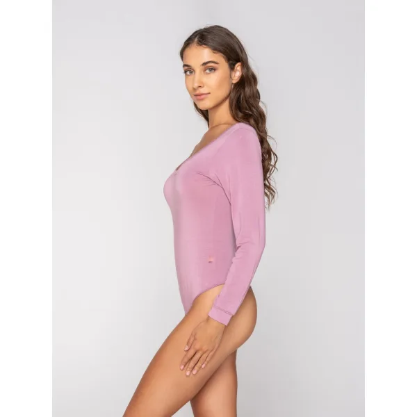 Luna Micro Touch Comfort Κορμάκι String Με Μακρύ Μανίκι - Ροζ