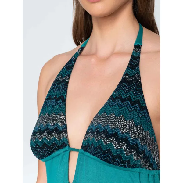 Topaz Lurex Μακρύ Φόρεμα - Πρασινο