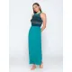 Topaz Lurex Μακρύ Φόρεμα Halter Neck - Πρασινο