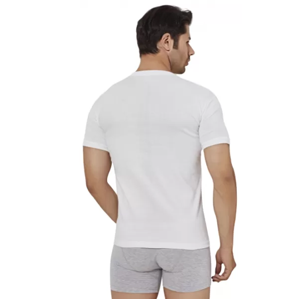 Alkmin Men's Βαμβακερές Ανδρικές Φανέλες με στρογγυλή κανονική λαιμόκοψη Μανίκι Συσκευασία 2 τεμ Λευκό 517-0751