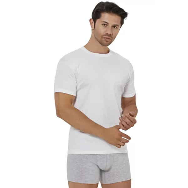 Alkmin Men's Βαμβακερές Ανδρικές Φανέλες με στρογγυλή κανονική λαιμόκοψη Μανίκι Συσκευασία 2 τεμ Λευκό 517-0751 Alkmin Men's Βαμβακερές Ανδρικές Φανέλες με στρογγυλή κανονική λαιμόκοψη Μανίκι Συσκευασία 2 τεμ Λευκό 517-0751