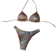 Modern Ocean Γυναικείο Set Bikini Push Up τρίγωνο & Brazil γυαλιστερό καφέ με πράσινο C-6001 Modern Ocean Γυναικείο Set Bikini Push Up τρίγωνο & Brazil γυαλιστερό καφέ με πράσινο C-6001