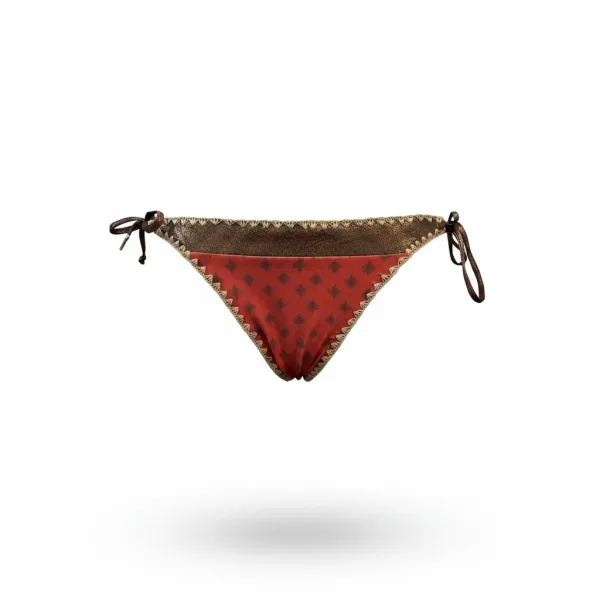 Modern Ocean Γυναικείο Set Bikini Τριγωνάκι τερακότα σκούρο πορτοκαλί χρώμα με κεντημένες λεπτομέρειες περιμετρικά crochet στις άκρες & δετό brazil C-6392 Terracotta