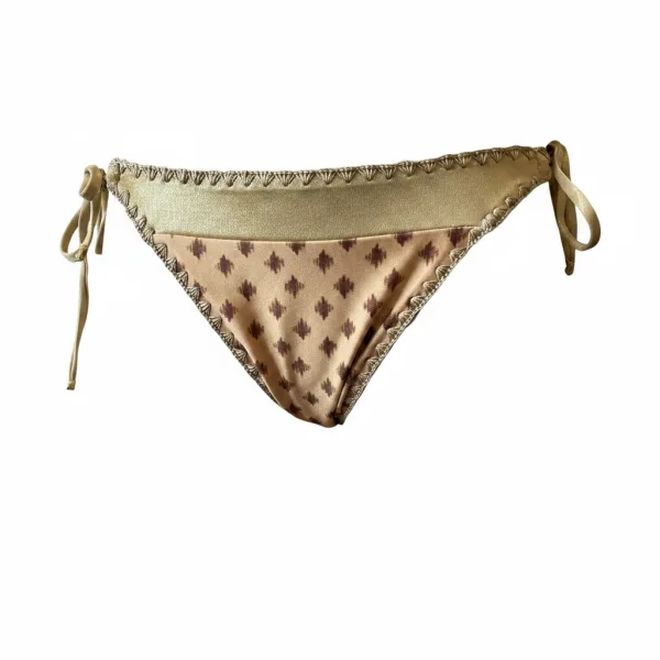 Modern Ocean Γυναικείο Set Bikini Τριγωνάκι αποχρώσεις του χρυσού & κεντημένες λεπτομέρειες περιμετρικά crochet στις άκρες & δετό brazil C-6392 Gold