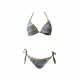 Modern Ocean Γυναικείο Set Bikini push up Τριγωνάκι  πλεκτό μπλέ με χρυσό δέσιμο & δετό brazil C-6381 blue