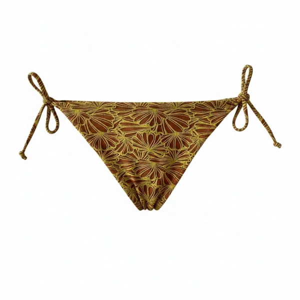 Modern Ocean Γυναικείο Set Bikini Τριγωνάκι ανάγλυφο τερακότα με κίτρινες λεπτομέρειες & δετό σλιπ brazil C-6064 Terracotta