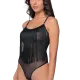 Milena by Paris Γυναικείο Body String Sexy διάφανο Κορμάκι Μαύρο με Κρόσσια 002482