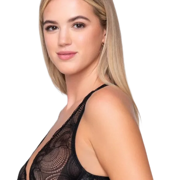 Luna Γυναικείο Μαύρο Σουτιέν sexy Bralette με μπανέλα ιδιαίτερο κούμπωμα μπροστά & δαντέλα πολυτελείας Collection Συλλογή 16501