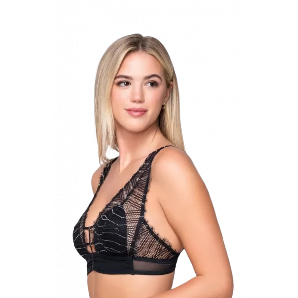 Luna Γυναικείο sexy Bralette Lingerie με δαντέλα Mαύρο και ασημένιες λεπτομέρειες Collection Συλλογή 16403 Luna Γυναικείο sexy Bralette Lingerie με δαντέλα Mαύρο και ασημένιες λεπτομέρειες Collection Συλλογή 16403