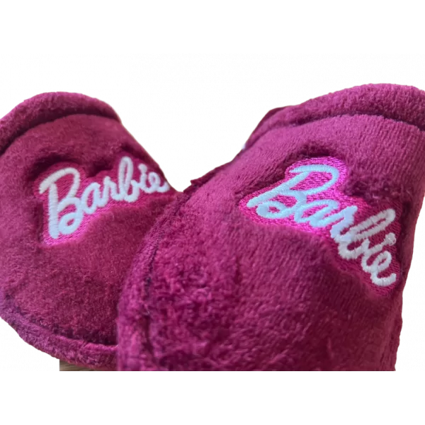 Barbie Γυναικείες Παντόφλες με αντιολισθητικό Πάτο Χνουδωτές Μπορντώ με κέντημα Barbie Barbie Γυναικείες Παντόφλες με αντιολισθητικό Πάτο Χνουδωτές Μπορντώ με κέντημα Barbie