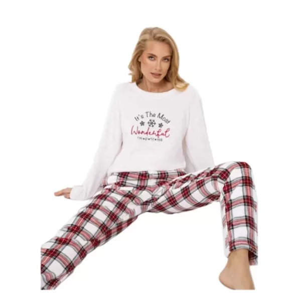 Aruelle Γυναικεία Σετ Πιτζάμα Fleece Πολυτελείας Ιβουάρ με Καρώ Παντελόνι It's the Most Wonderful Time Of The Year Milena 390123488 Aruelle Γυναικεία Σετ Πιτζάμα Fleece Πολυτελείας Ιβουάρ με Καρώ Παντελόνι It's the Most Wonderful Time Of The Year Milena 390123488