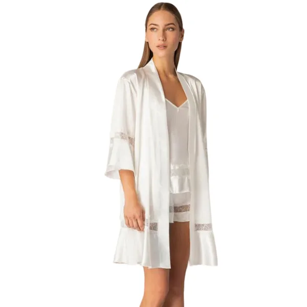 Milena by Paris Robe Γυναικεία Ρόμπα Σατέν με Δαντέλα Κυπαρισσί 005337