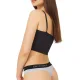 Cottonhill Γυναικείο Βαμβακερό Στρίνγκ String μe λάστιχο Γκρί με μαύρο λάστιχο CH0622