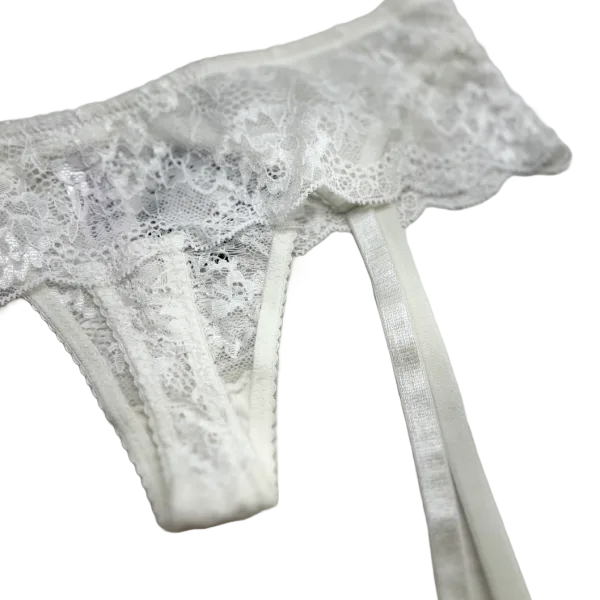 Norddiva Sexy Γυναικείο Εσώρουχο Στρινγκ με Ενσωματωμένες Ζαρτιέρες Σέξι Λευκό με Δαντέλα 3018