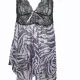 Milena by Paris Γυναικείο Plus Size Νυχτικό Ροζ Λεοπάρ Μαύρο με δώρο String 020022 Nightdress
